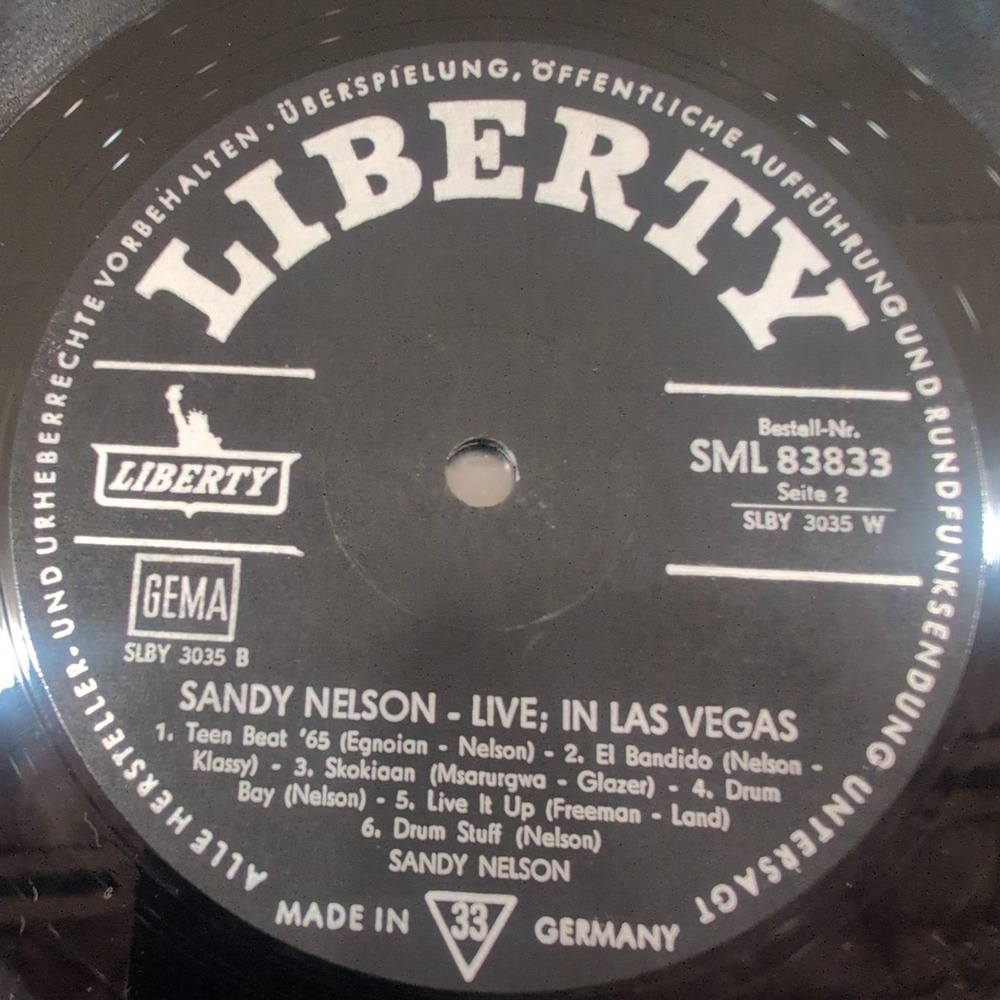 Sandy Nelson Live!‎ In Las Vegas Vinyl LP Liberty SML 83833 German Pressing VG - Picture 6 of 6